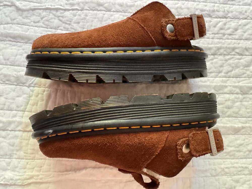 Dr. Martens Zebzag Faux Shearling Lined Suede Slingback Mules - Picture 6 of 7